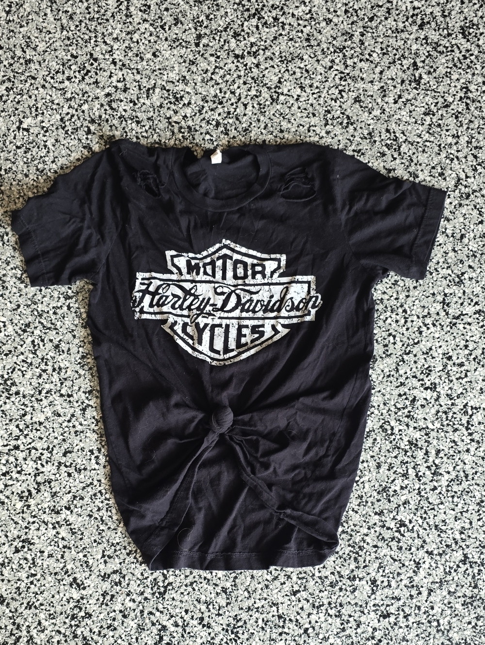Harley-Davidson Black Tee with Distressed White Logo